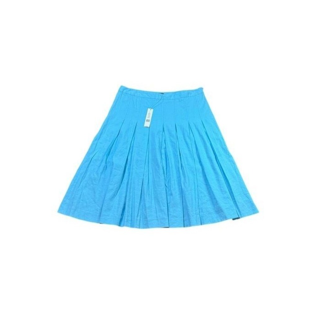 Theory Marbella Skirt Size 10 Pleated Linen Blend Midi A-Line - Coastal - Work